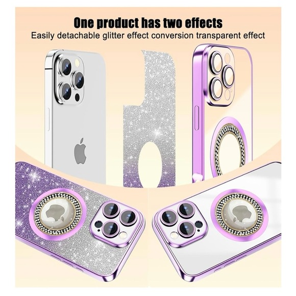 💖(2 for $15)💖 iPhone 14 Purple and Silver Glitter Phone Case - Picture 2 of 10